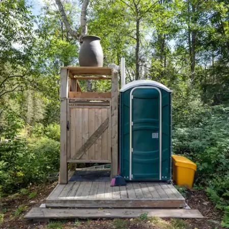 Refresh in nature in the outdoor shower.