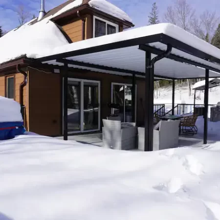 Even in the winter months you can still enjoy the Muskoka Cottage patio.